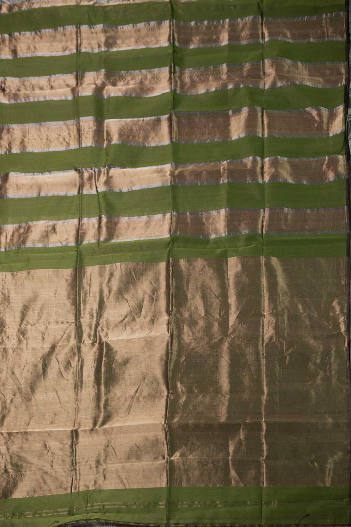 Green with Gold Maheshwari Silk Cotton saree
