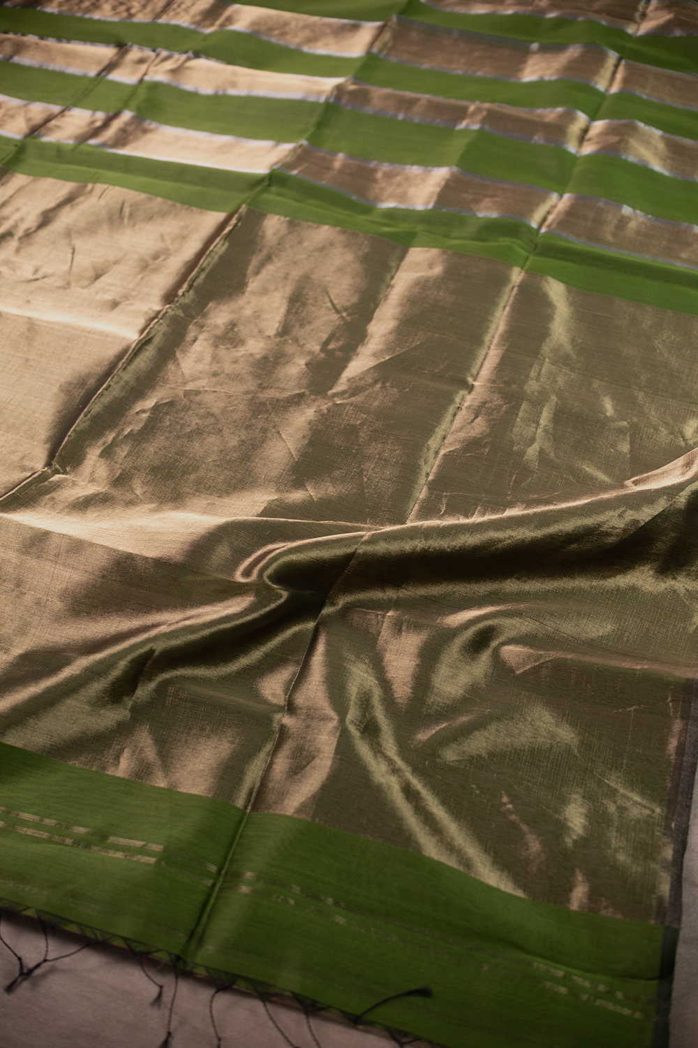 Green with Gold Maheshwari Silk Cotton saree