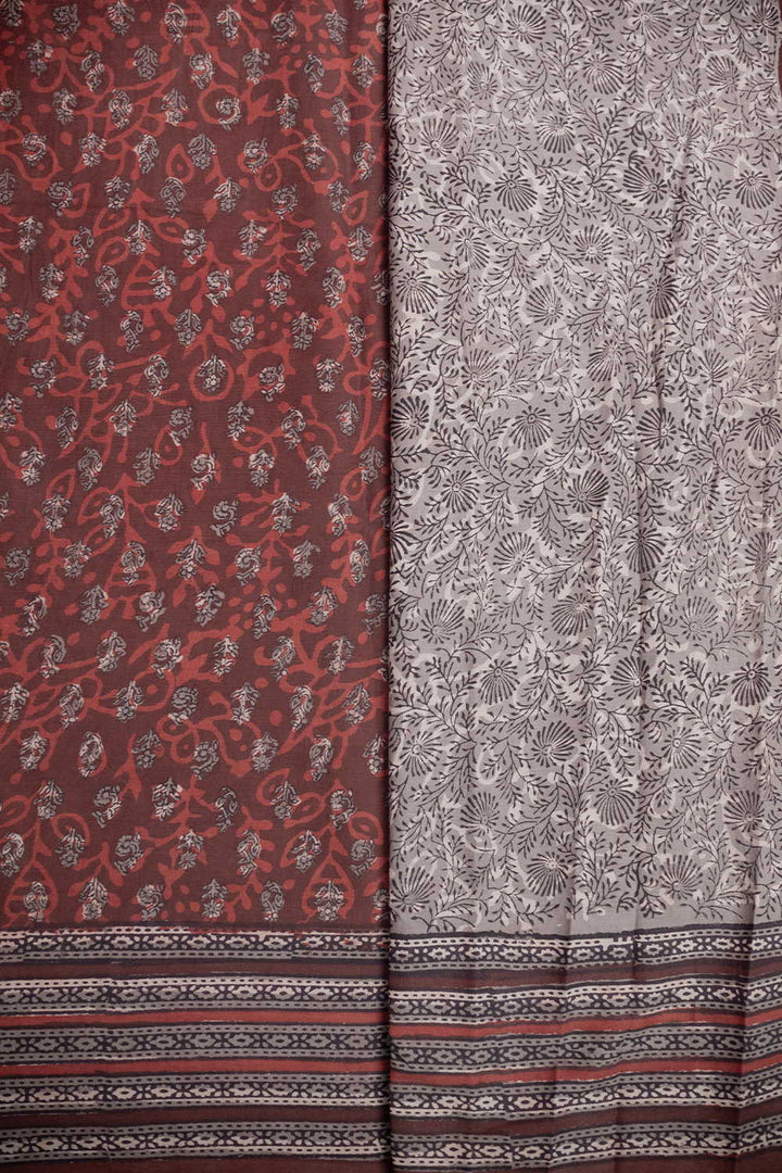 Block Printed Cotton Saree - Matkatus 