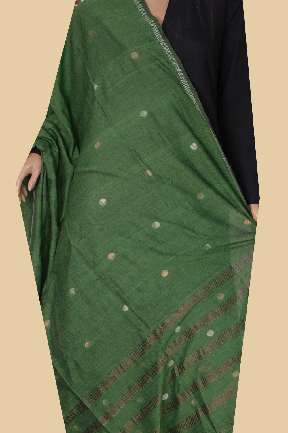 Silver & Gold Zari Butta Jamdani Cotton Dupatta