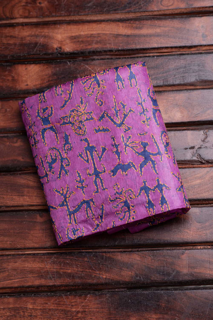 Fuchsia Pink Kantha Tussar Silk Blouse