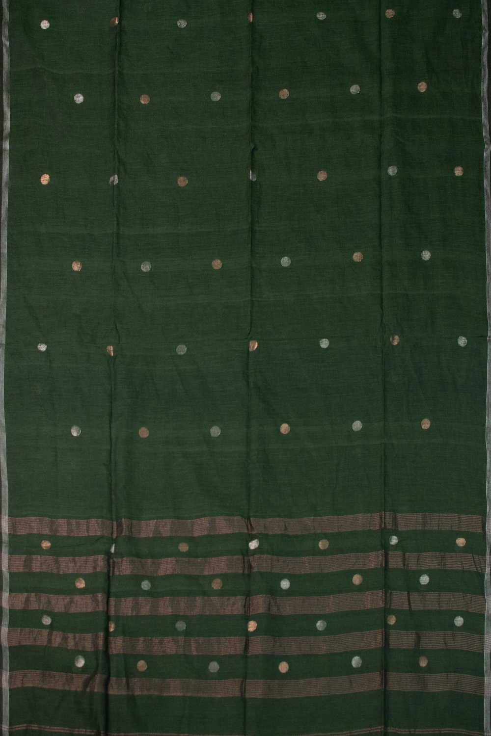 Green - Silver & Gold Zari Butti Jamdani Cotton Dupatta