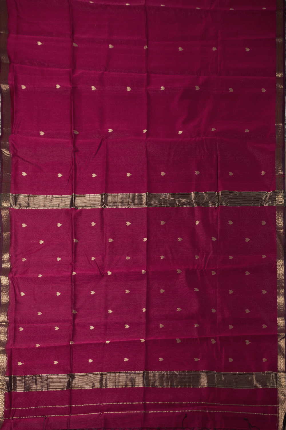 Dark Pink with Heart Butti Maheshwari Silk Cotton saree