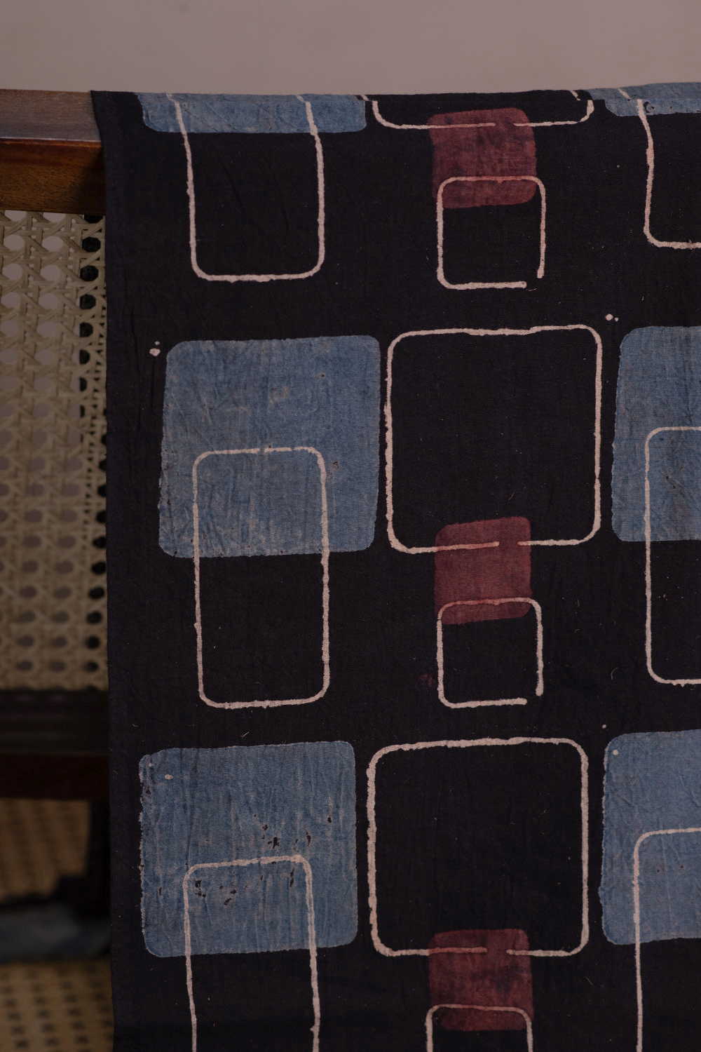 Blocks on Black Ajrak Cotton Fabric