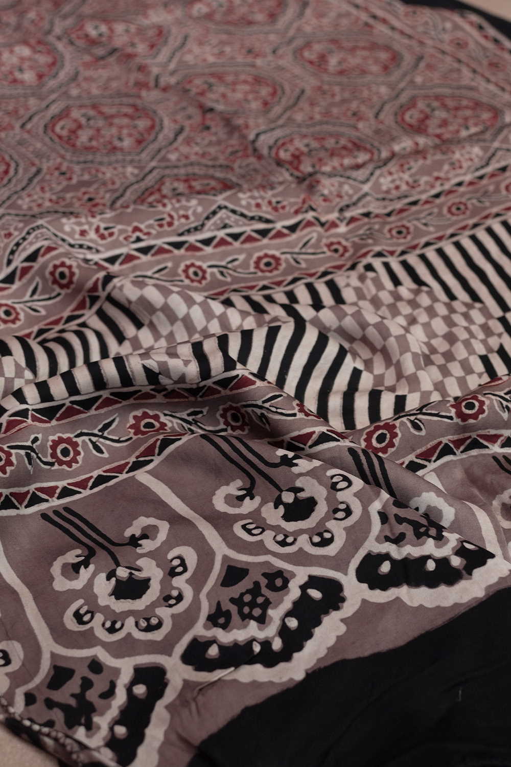 Light Brown Ajrak Modal Silk Stole