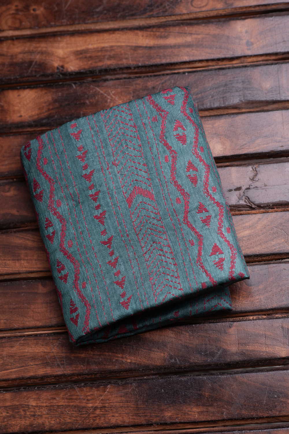 Shade of Blue Kantha Tussar Silk Blouse