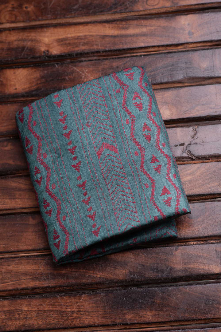 Shade of Blue Kantha Tussar Silk Blouse