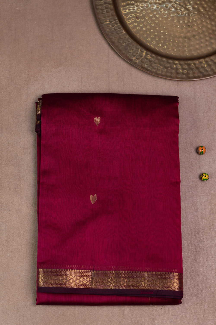 Dark Pink with Heart Butti Maheshwari Silk Cotton saree