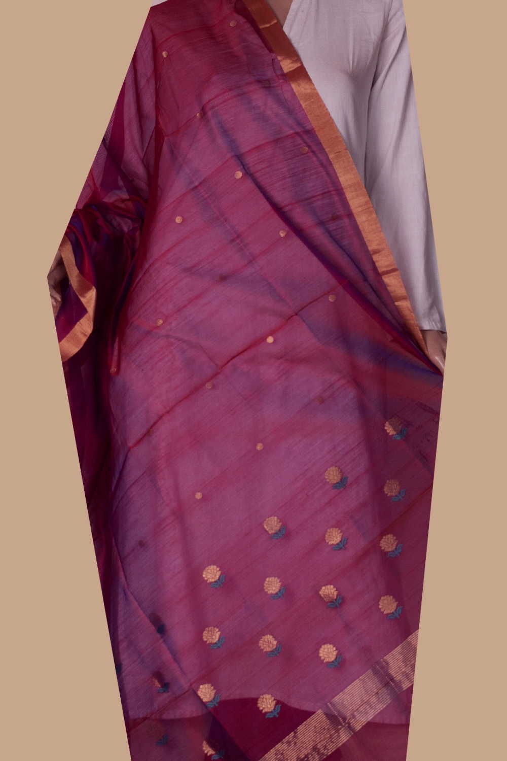 Chanderi Silk Cotton Dupatta - Matkatus 