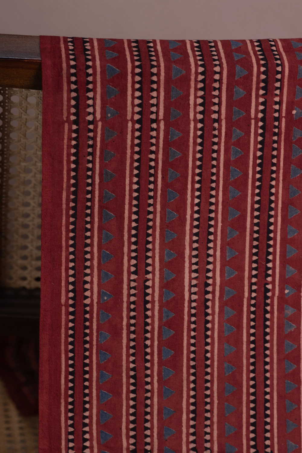 Stripes on Maroon Ajrak Cotton Fabric