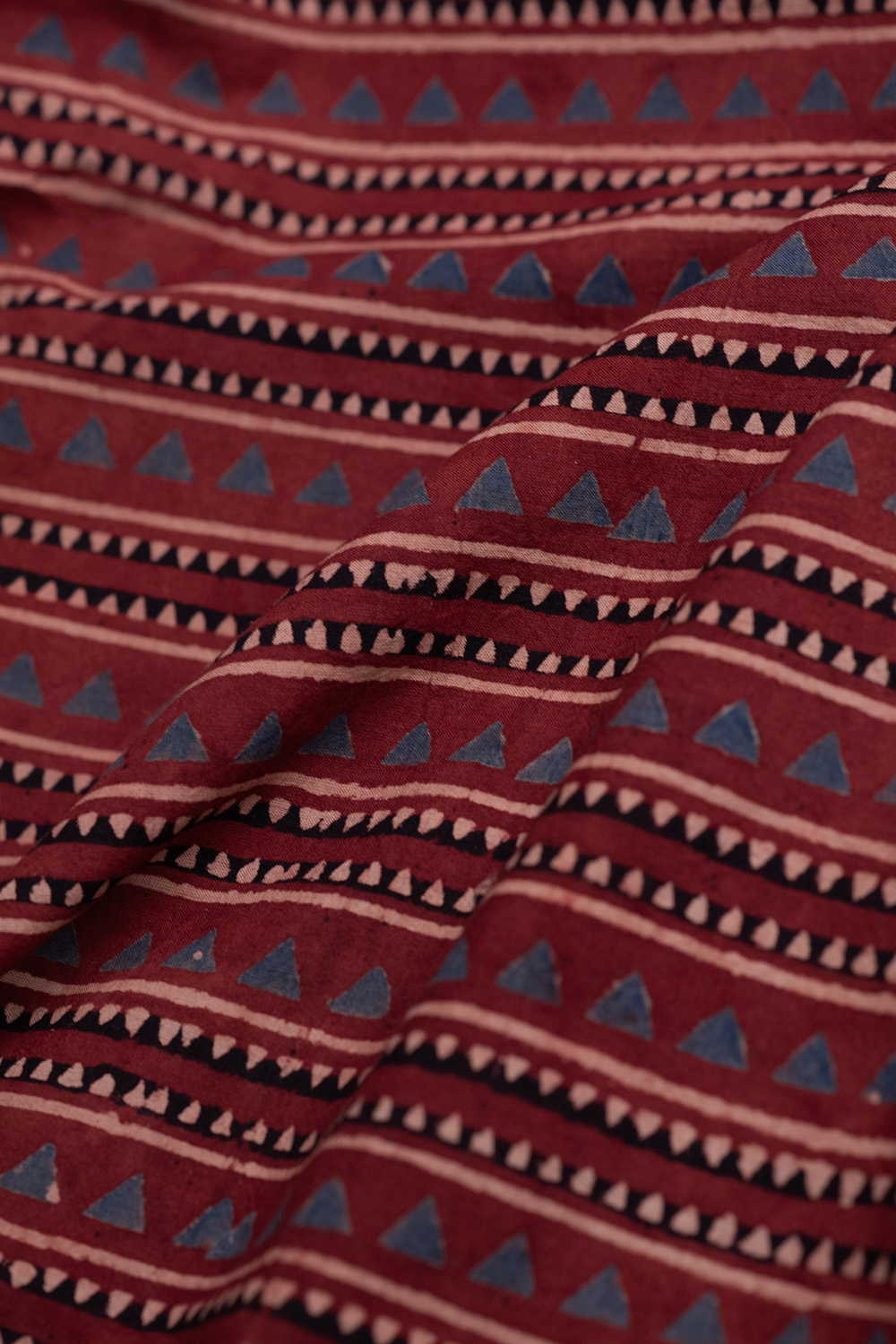 Stripes on Maroon Ajrak Cotton Fabric