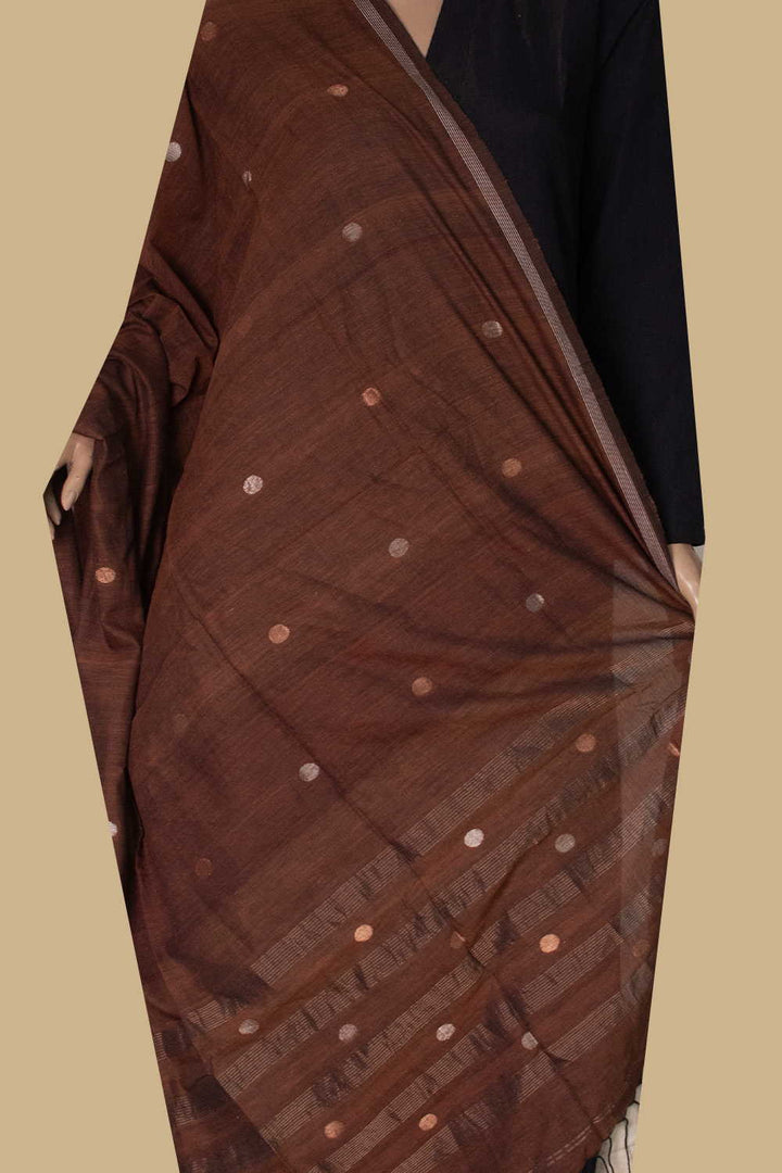 Shades of Brown Jamdani Cotton Dupatta