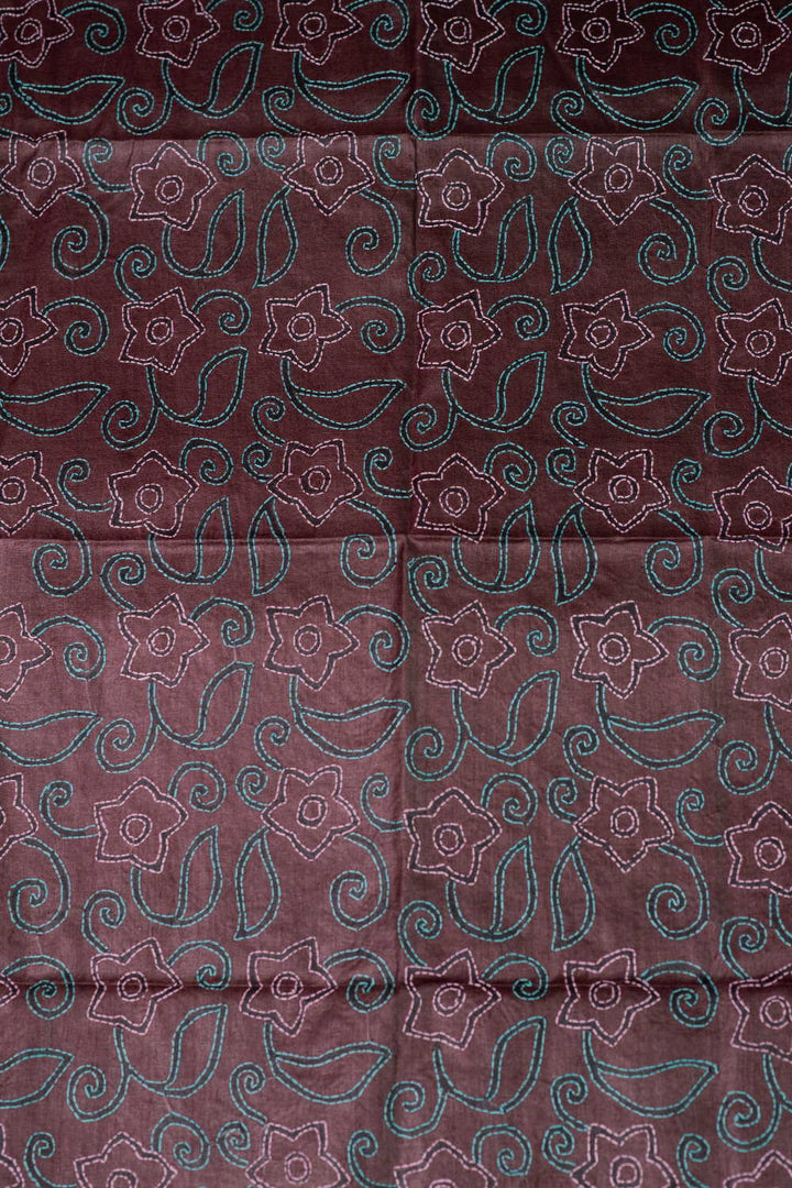 Shimmery Brown Kantha Tussar Silk Blouse