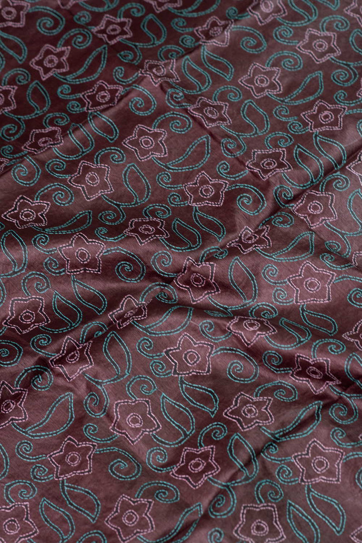 Shimmery Brown Kantha Tussar Silk Blouse
