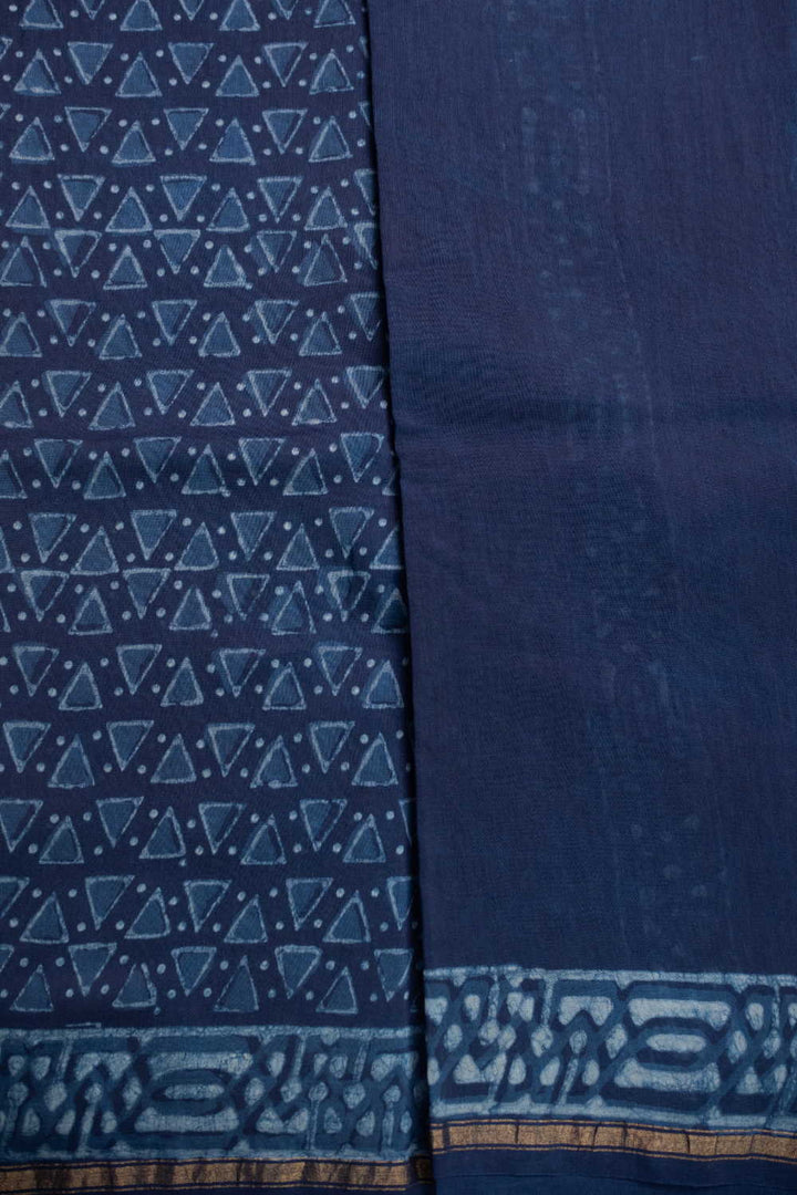 Block Printed Silk Cotton Saree - Matkatus 