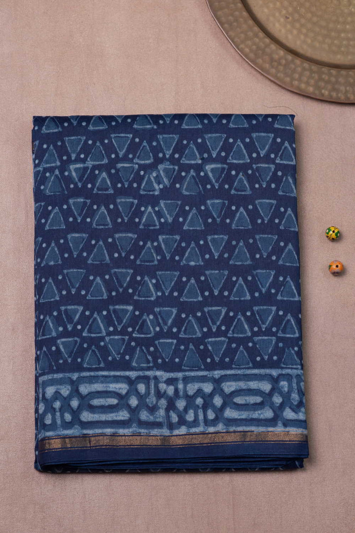 Block Printed Silk Cotton Saree - Matkatus 