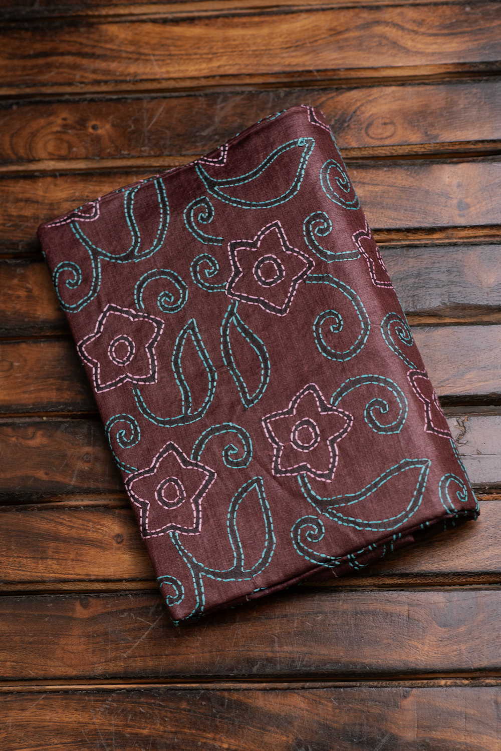 Shimmery Brown Kantha Tussar Silk Blouse