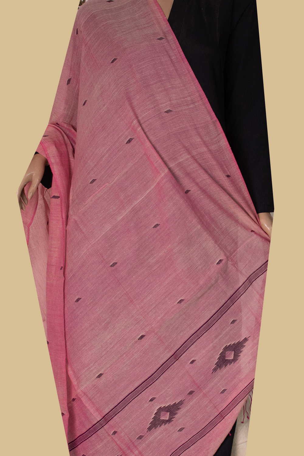 Dual Shaded Pink Jamdani Cotton Dupatta