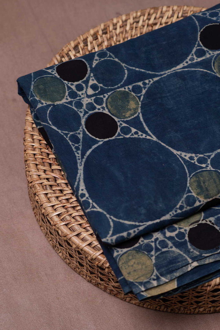 Bubbles on Indigo Ajrak Cotton Fabric