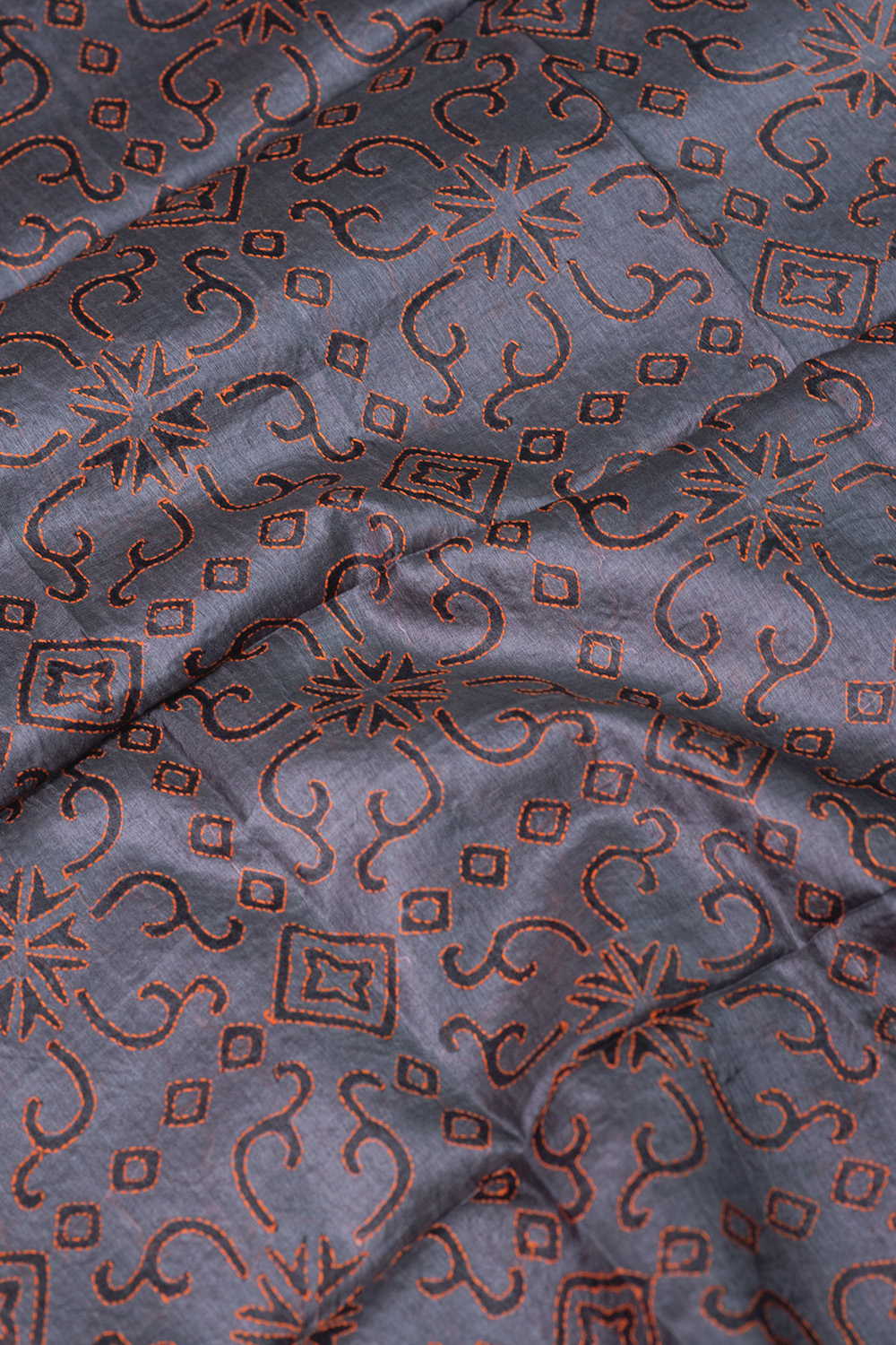 Grey Kantha Tussar Silk Blouse