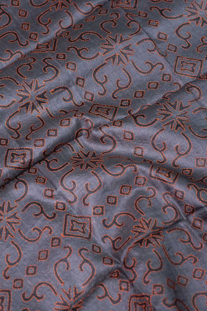 Grey Kantha Tussar Silk Blouse