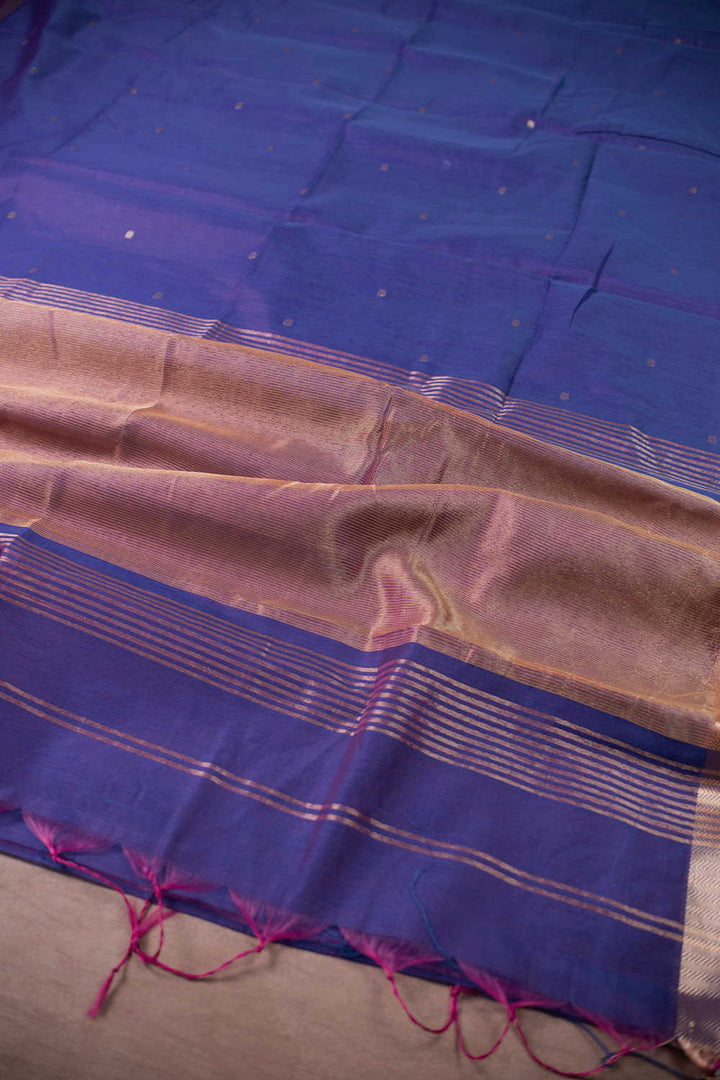 Pleasant Purple with Zari Butta Maheshwari Silk Cotton saree