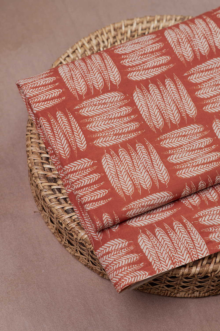 Leaf Pattern Bagru Cotton Fabric-0.5 m