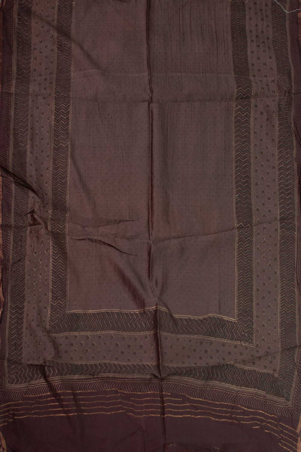 Midnight Brown Block Printed Chanderi Dupatta