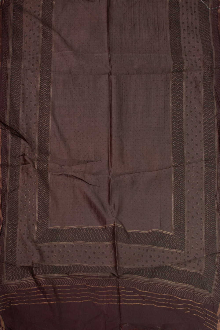 Midnight Brown Block Printed Chanderi Dupatta