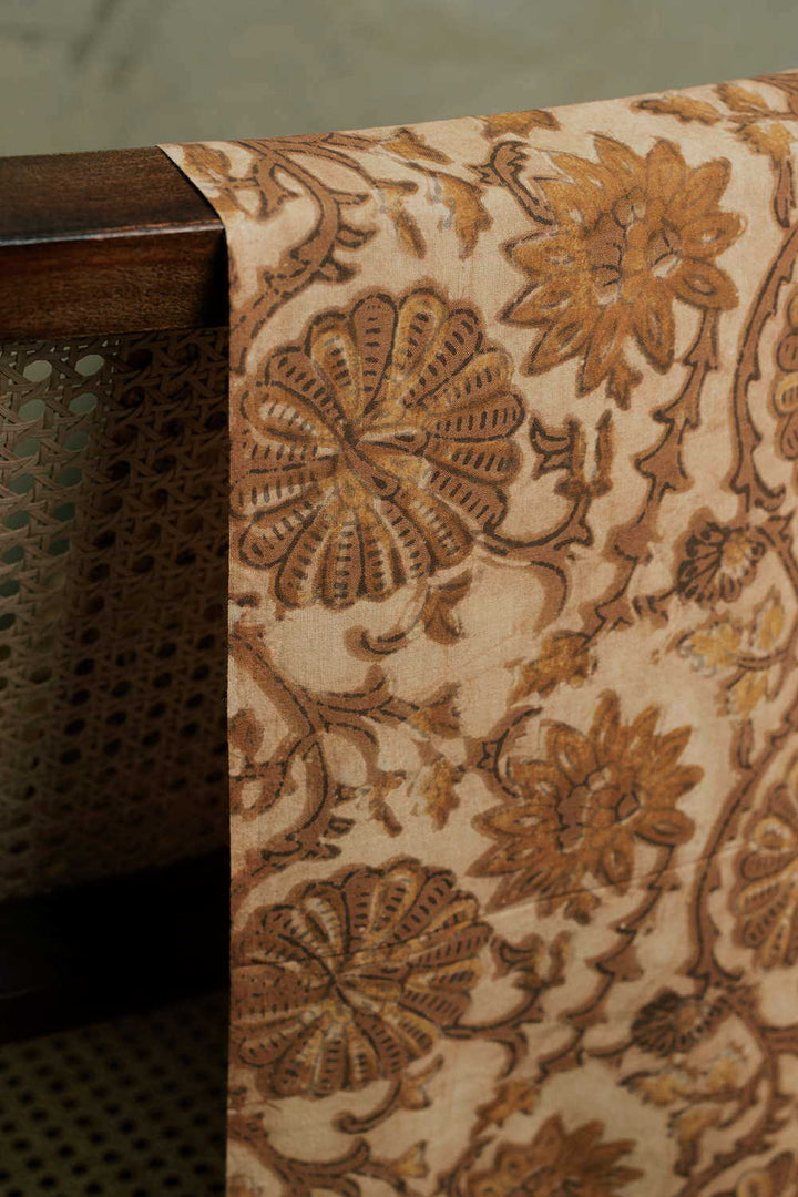 Big Floral Design Bagru Cotton Fabric-0.5 M