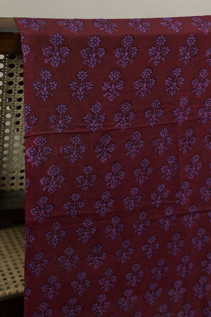 Purple Motifs - Maroon Bagh Cotton Fabric