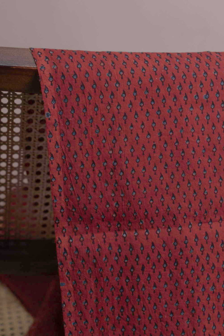 Tiny Motifs - Maroon Ajrak Cotton Fabric-0.5 m