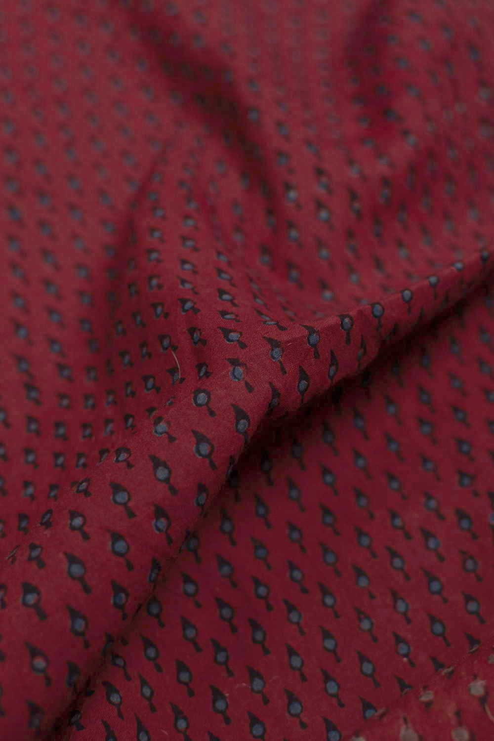 Tiny Motifs - Maroon Ajrak Cotton Fabric-0.5 m