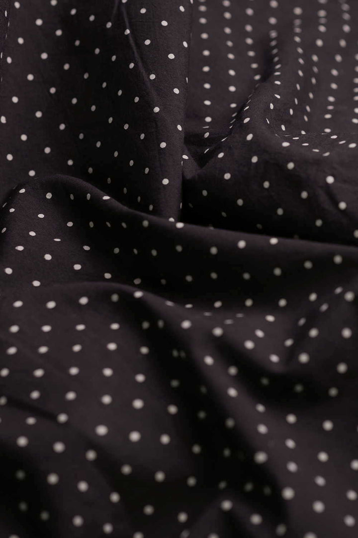 Tiny Dots - Black Ajrak Cotton Fabric