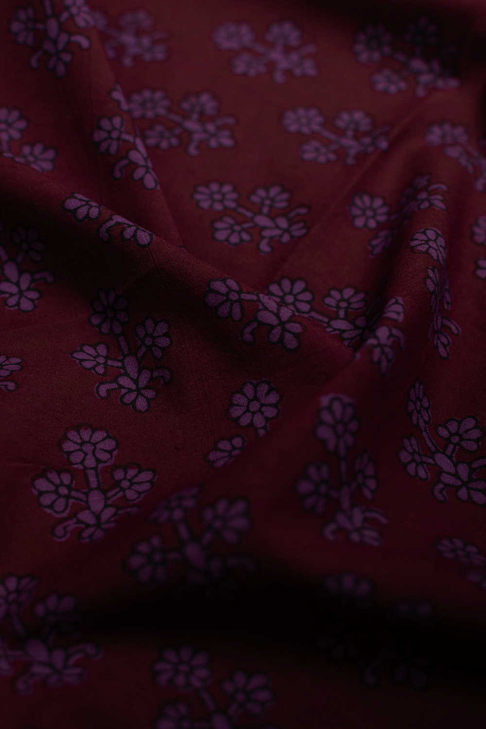 Purple Motifs - Maroon Bagh Cotton Fabric