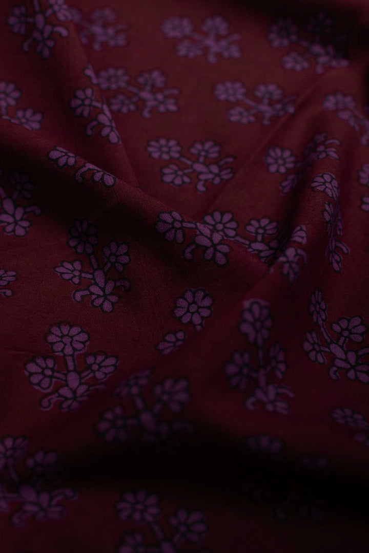 Purple Motifs - Maroon Bagh Cotton Fabric