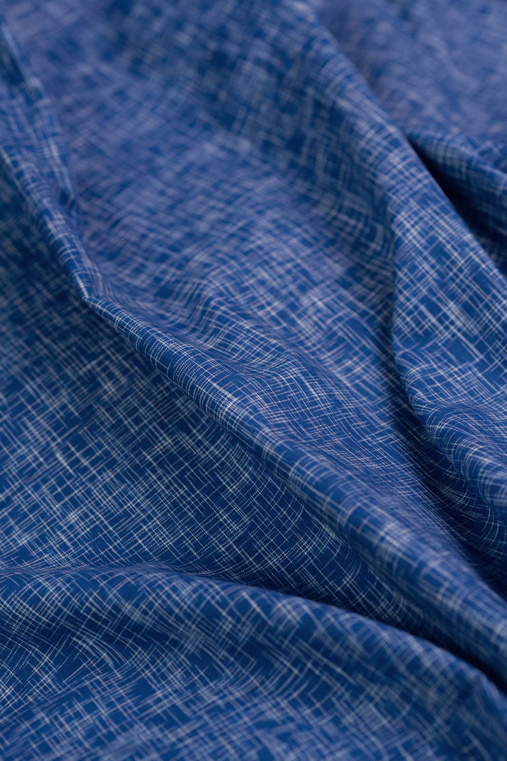 Irreugular Lines - Blue Ikat Cotton Fabric