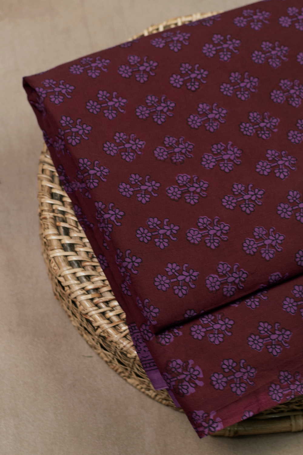 Purple Motifs - Maroon Bagh Cotton Fabric