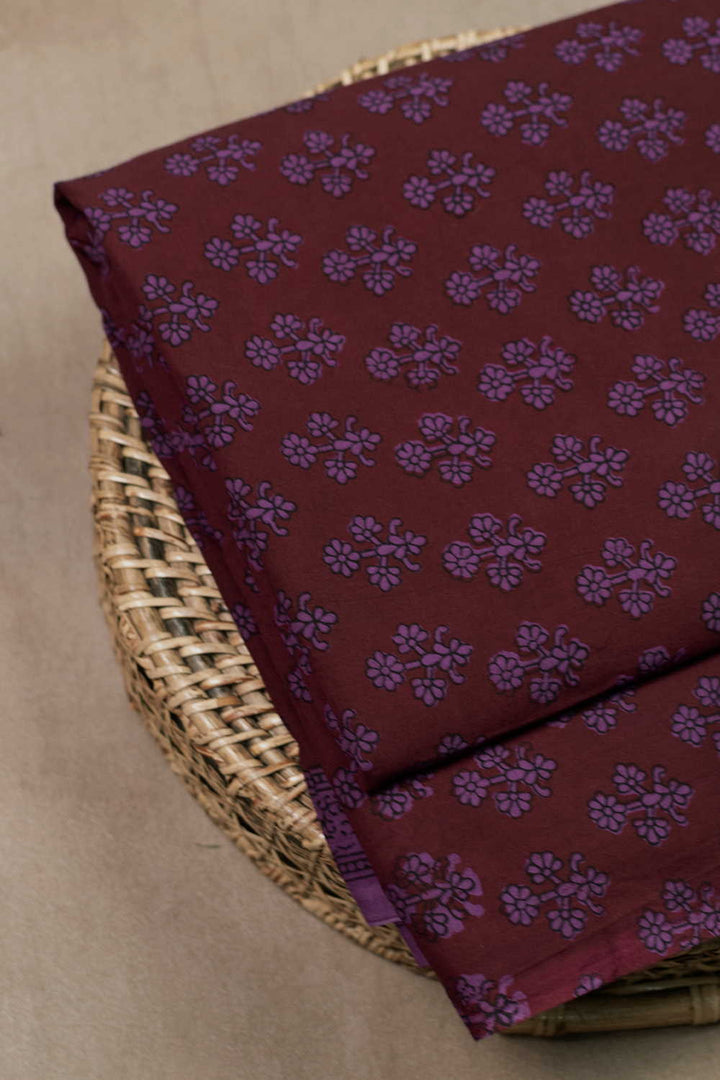 Purple Motifs - Maroon Bagh Cotton Fabric