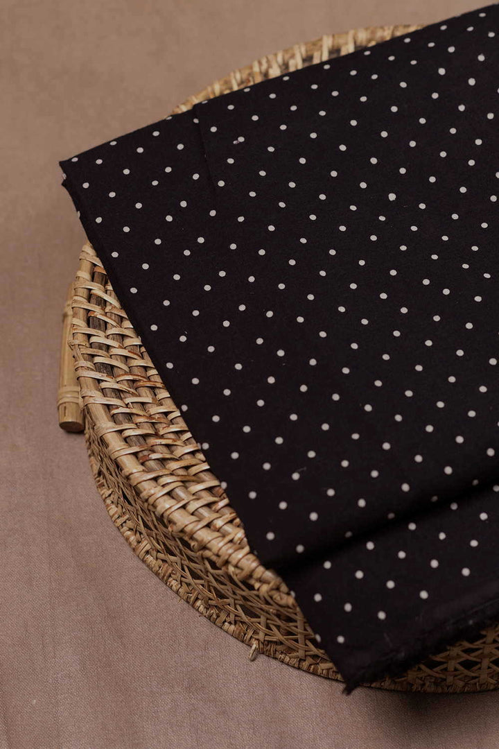 Tiny Dots - Black Ajrak Cotton Fabric