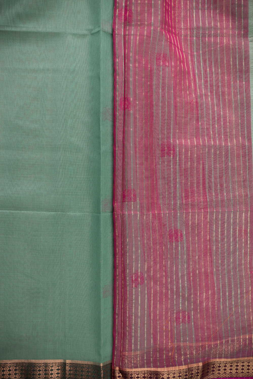 Ruiphool Butta on Light Green Maheshwari Silk Cotton saree