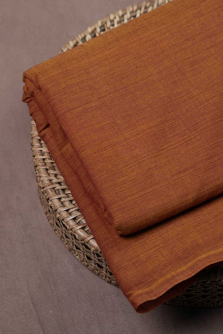 Rustic Orange Mangalagiri Cotton Fabric