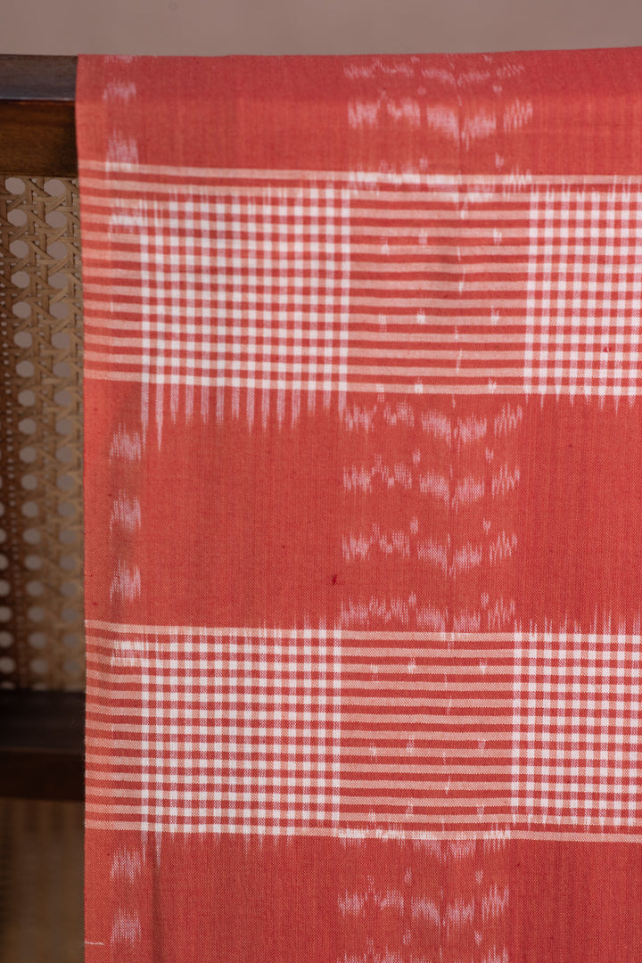 Pattern on Rust Orange Ikat Cotton Fabric