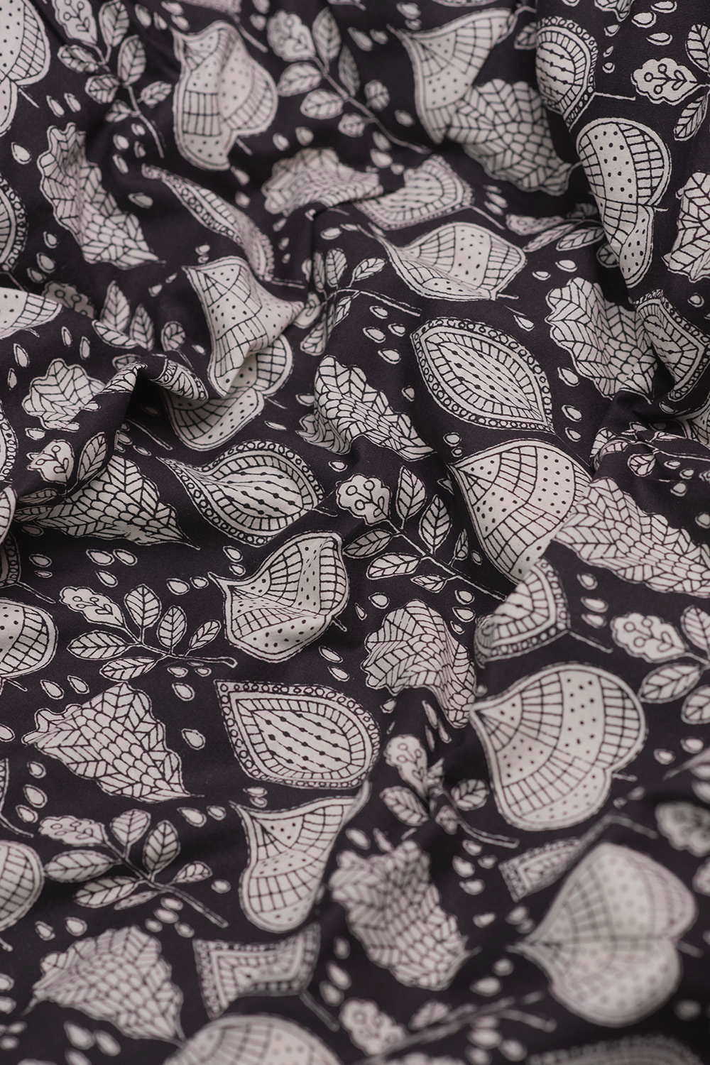 Leaves in Night Bagru Cotton Fabric-0.9 m