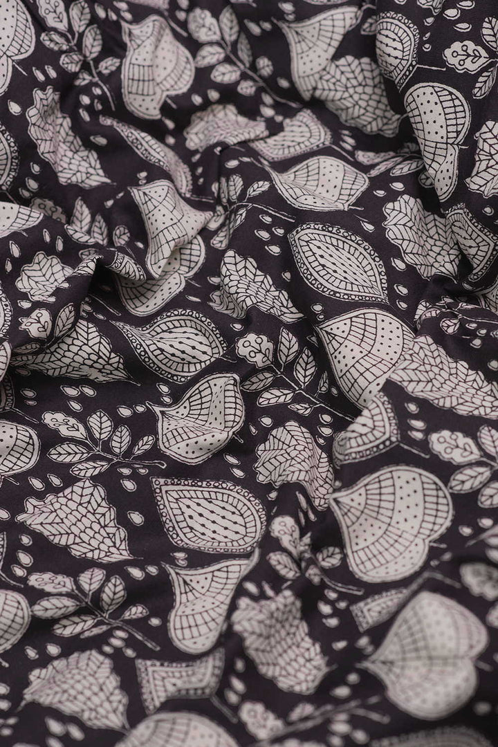Leaves in Night Bagru Cotton Fabric-0.9 m