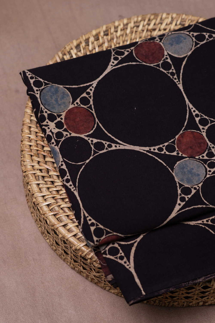 Black Ajrak Cotton Fabric