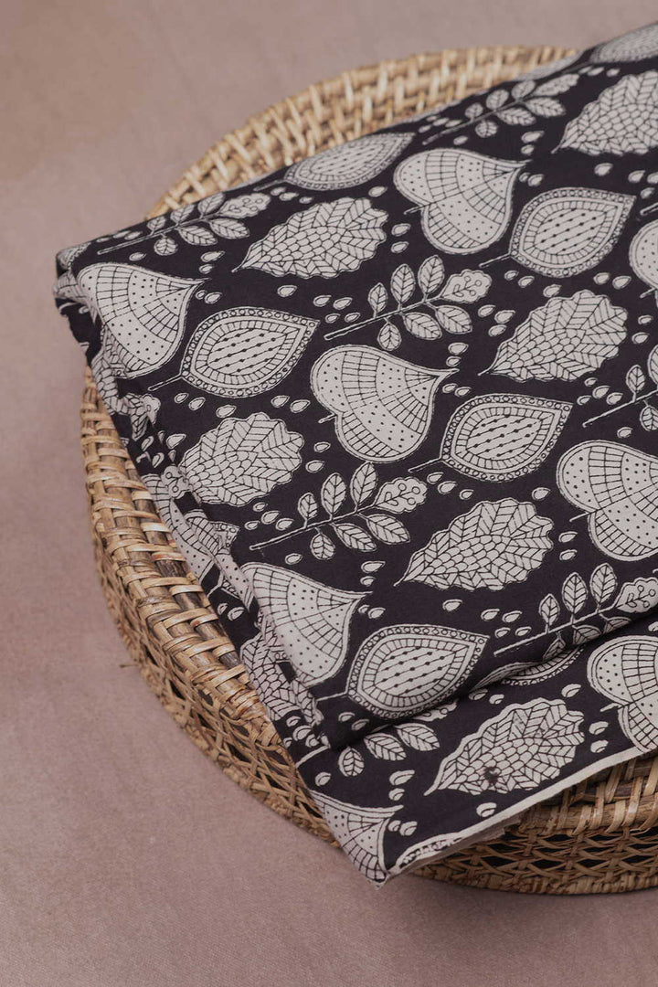 Leaves in Night Bagru Cotton Fabric-0.9 m