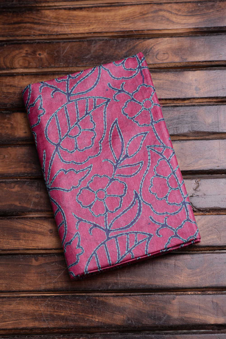 Floral Pattern Kantha Tussar Silk Blouse