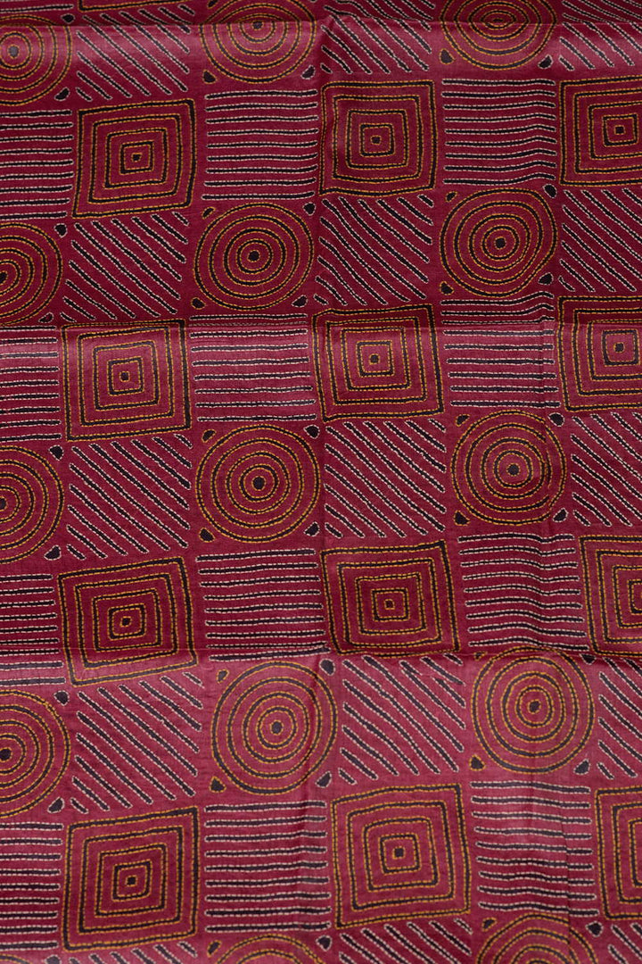 Maroon Kantha Tussar Silk Blouse