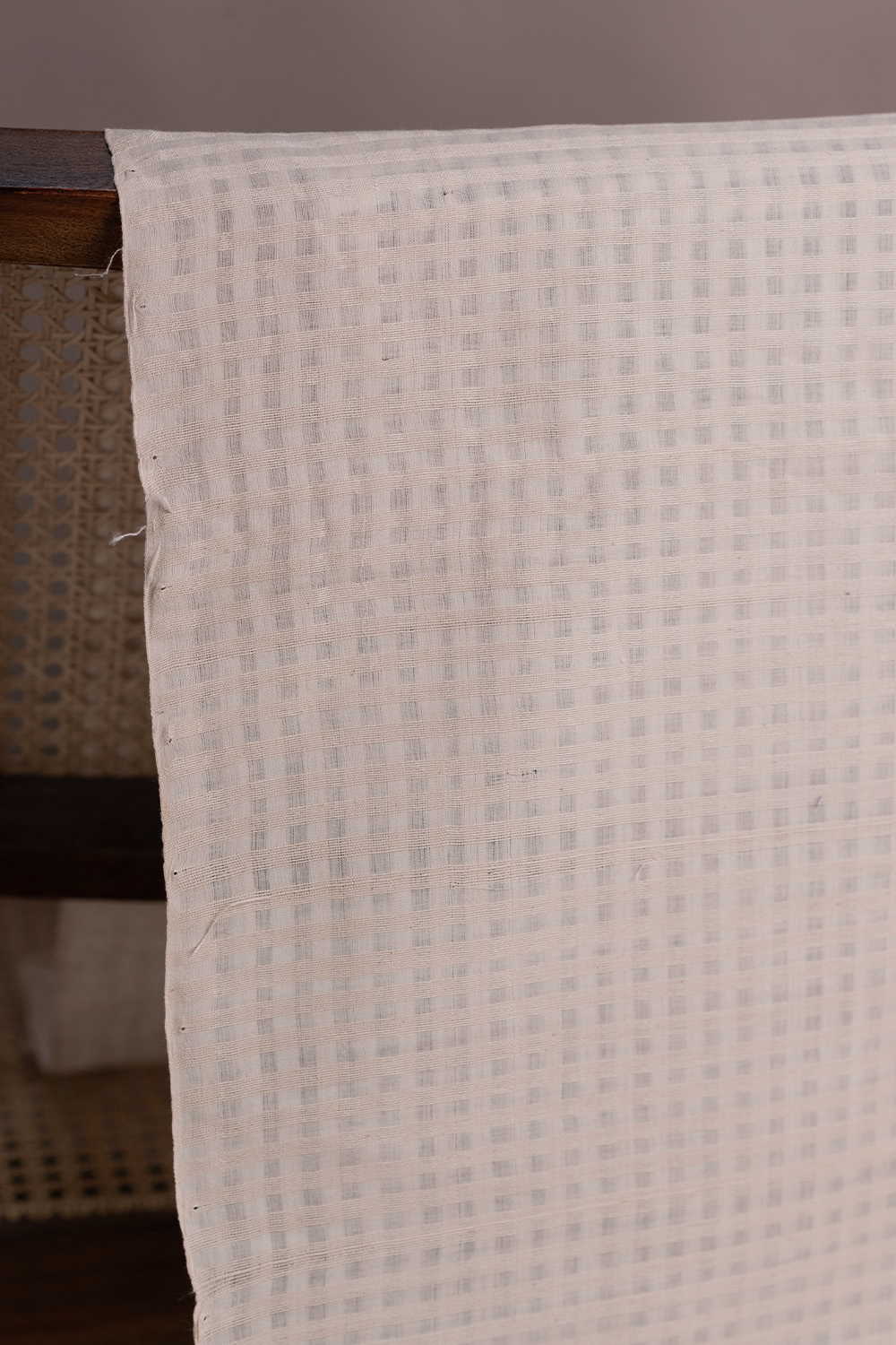 Beige Cream Boddu Checks Cotton Fabric